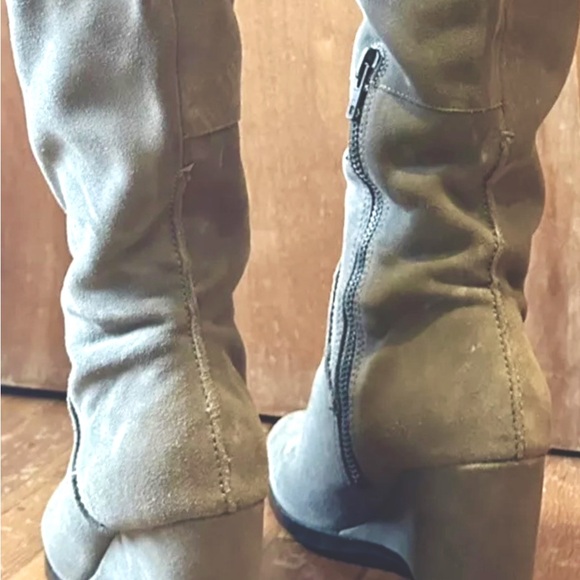APEPAZZA ‘Amsterdam Power’ Above-Knee Wedge Heel Tall Boots. Grey Suede. - Picture 9 of 10
